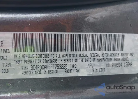 2015 Dodge Journey American Value Pkg from USA, damaged, VIN 3C4PDCAB6FT753225